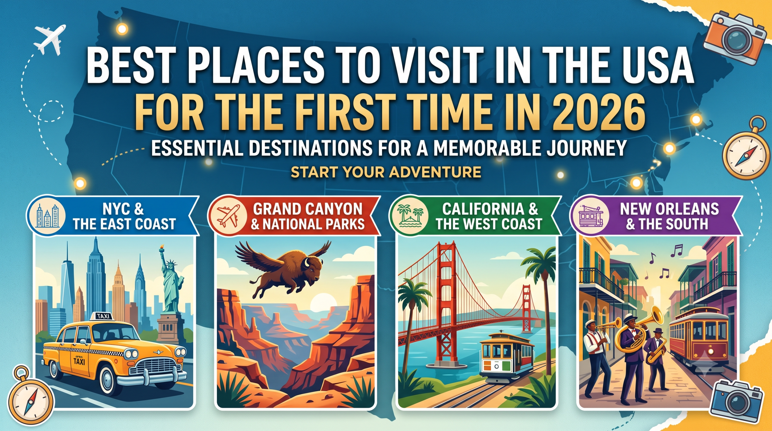 Best Places to Visit in the USA for the First Time in 2026